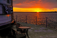 Sunset Over Deck of Borden Flats Lighthouse